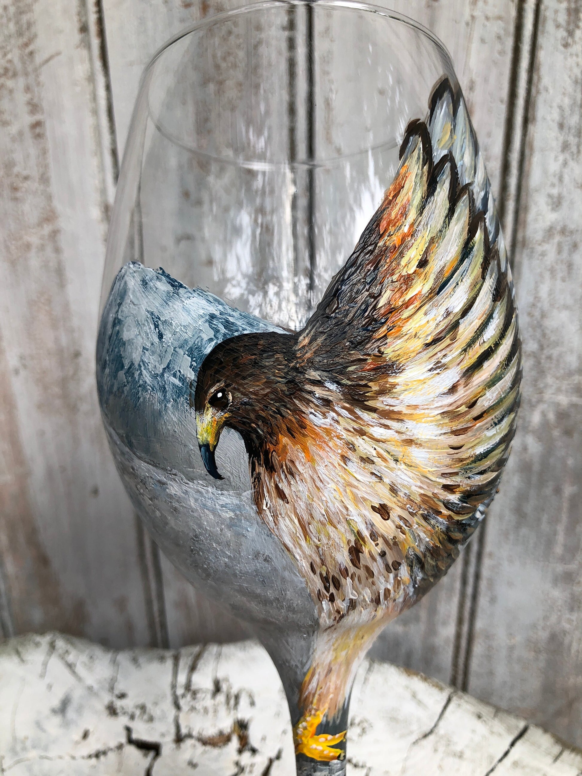 Hand Painted Barn Owl Wine Glass: Personalized Bird Lover Gift