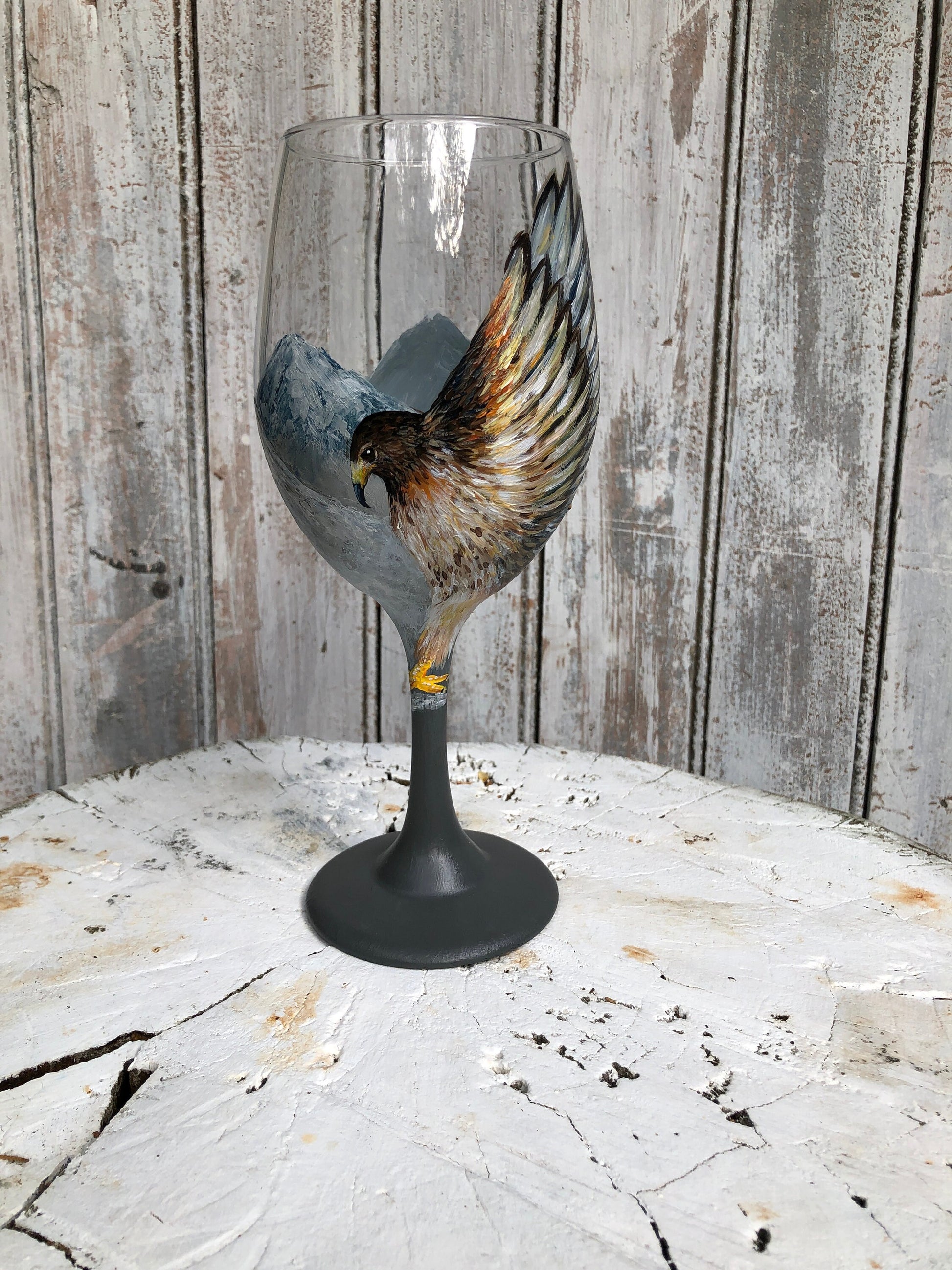 Hand Painted Barn Owl Wine Glass: Personalized Bird Lover Gift