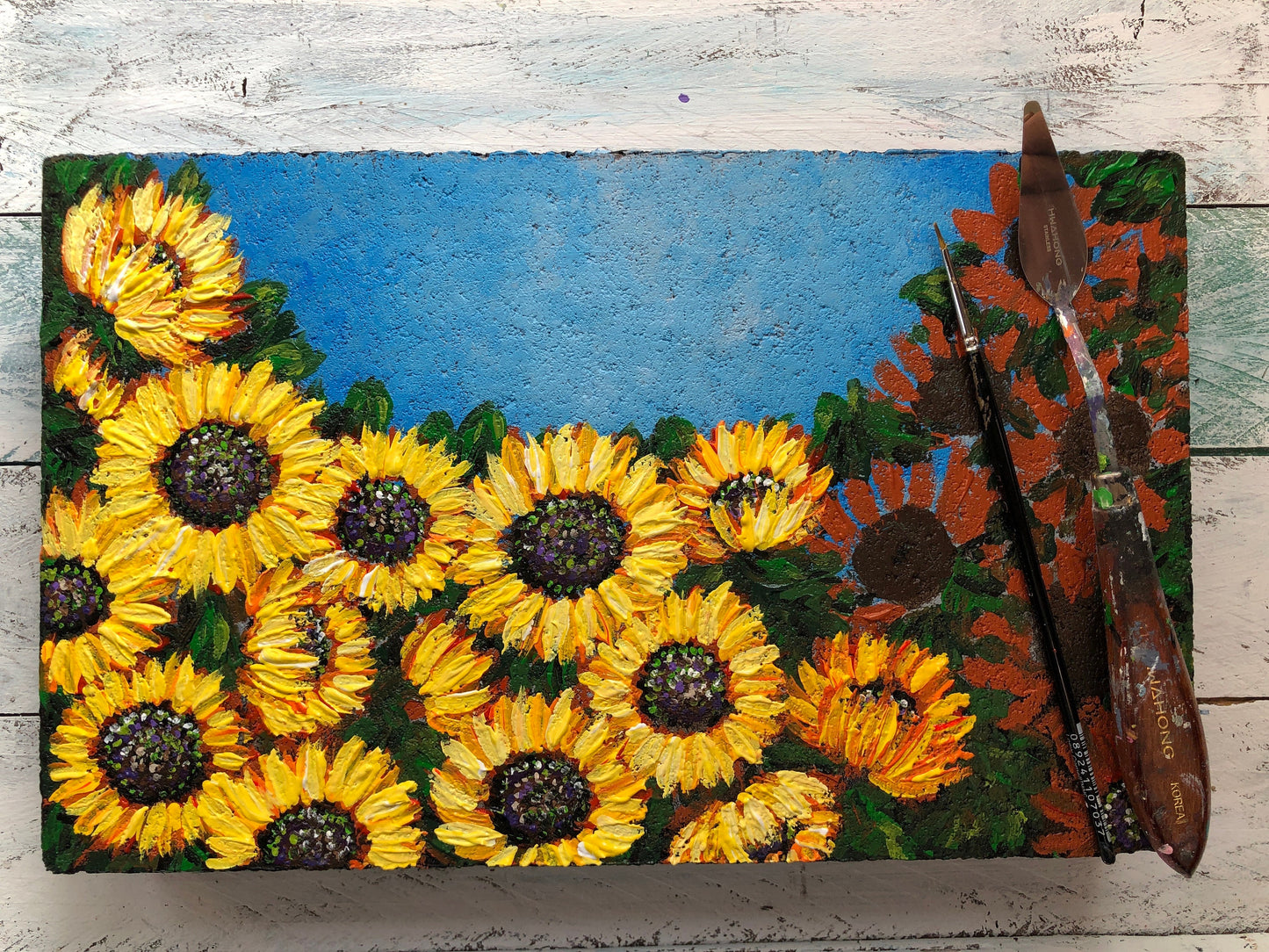 Hand Painted Garden Stone 6.25x6.25" (2)