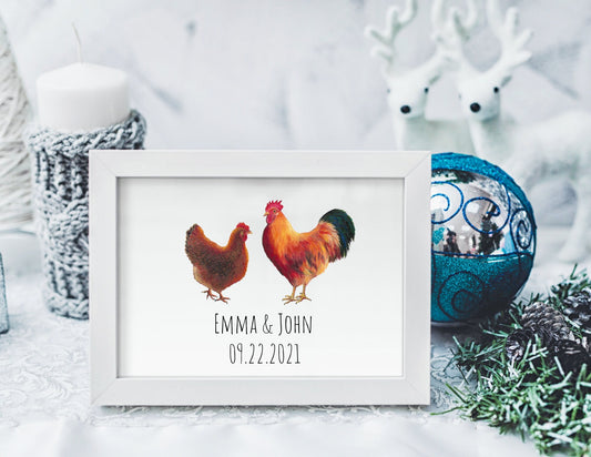 Personalized Chicken Couple Print