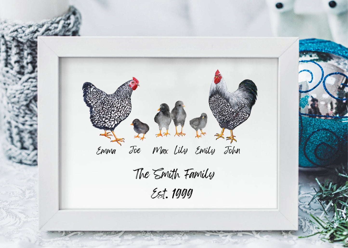 Personalized Rooster Family Print