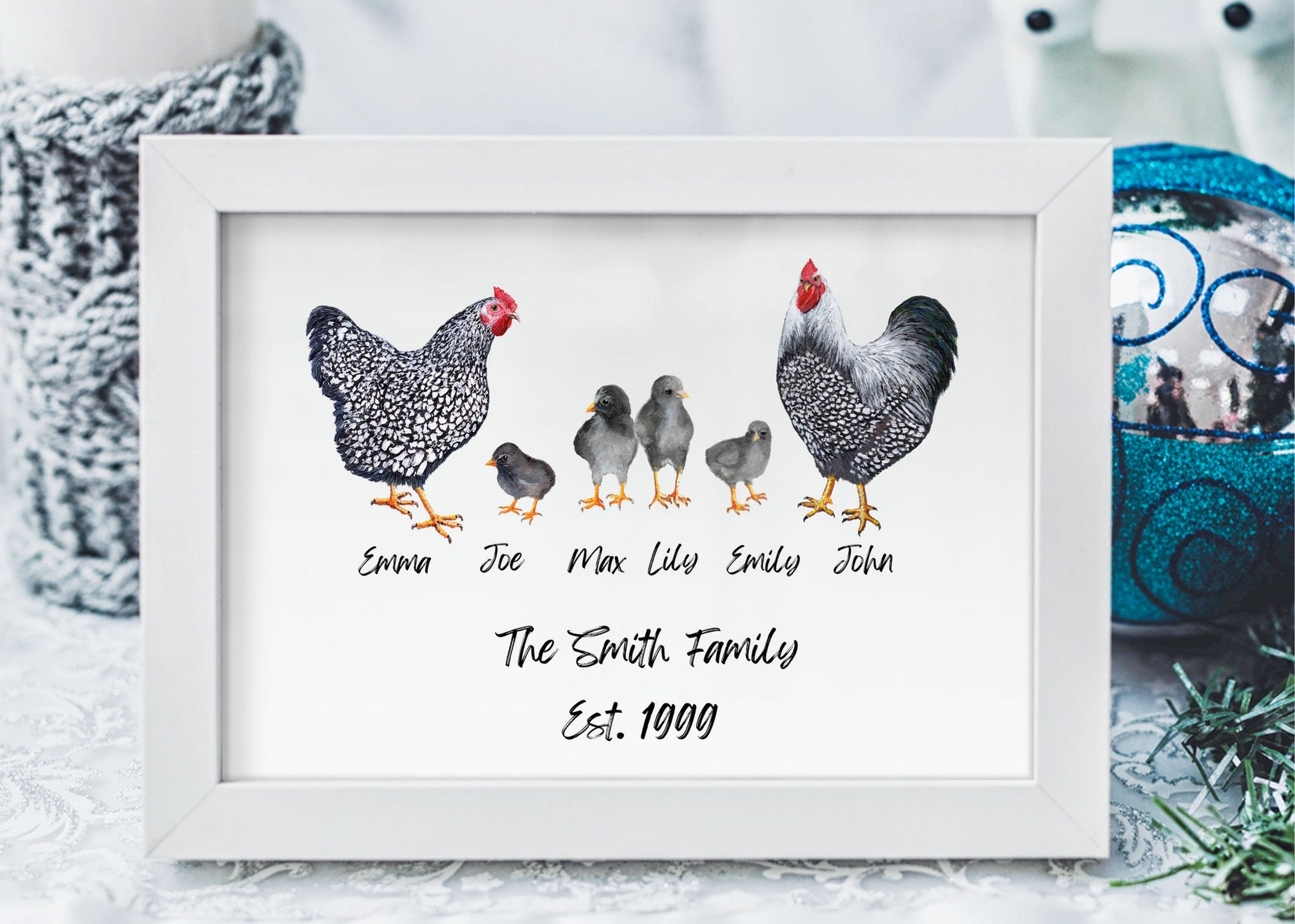 Personalized Rooster Family Print