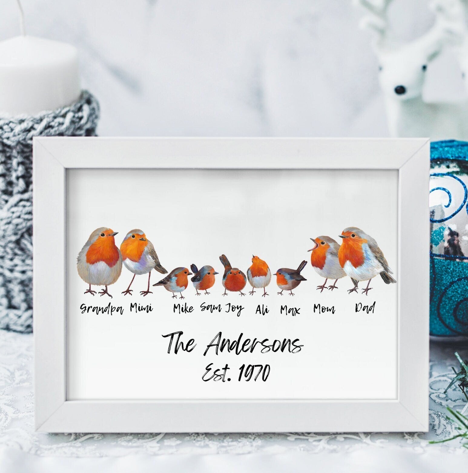 Personalized Robin Family Print