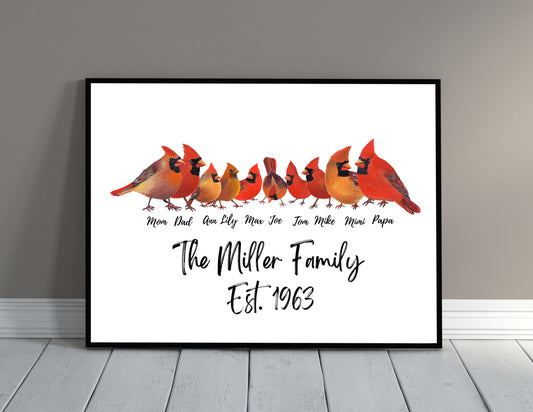 Personalized cardinal family names printable digital download