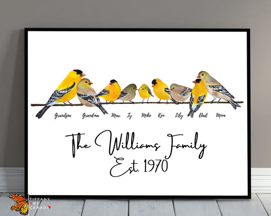 Personalized Gold Finch Family Print