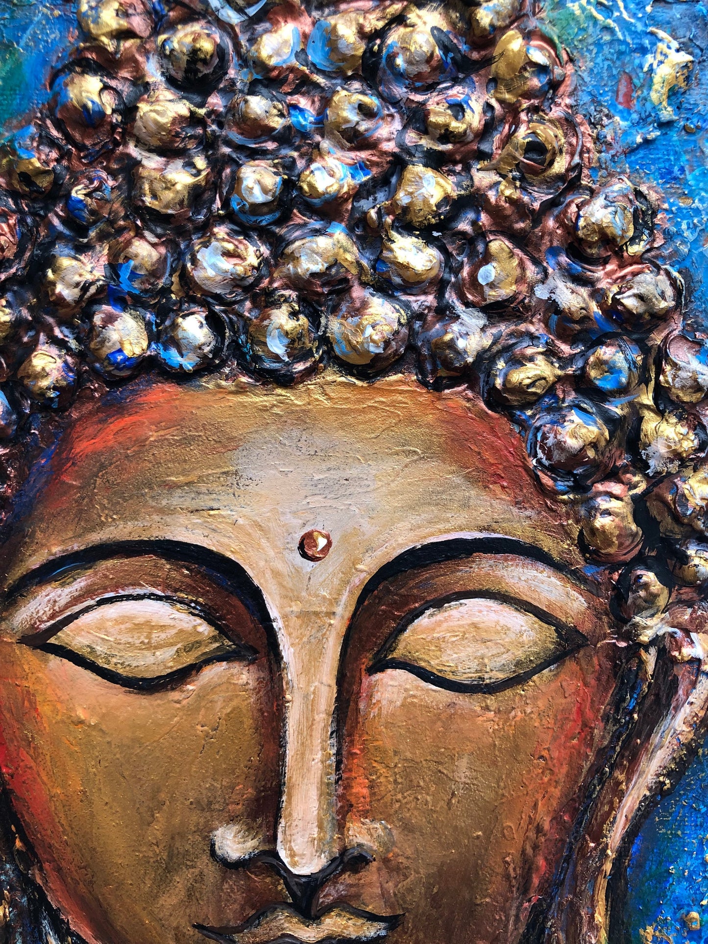 Original Buddha painting on Canvas, Buddha Lover Gift, Meditation Wall Decor, Yoga studio decor, Gold Buddha, Buddha decoration