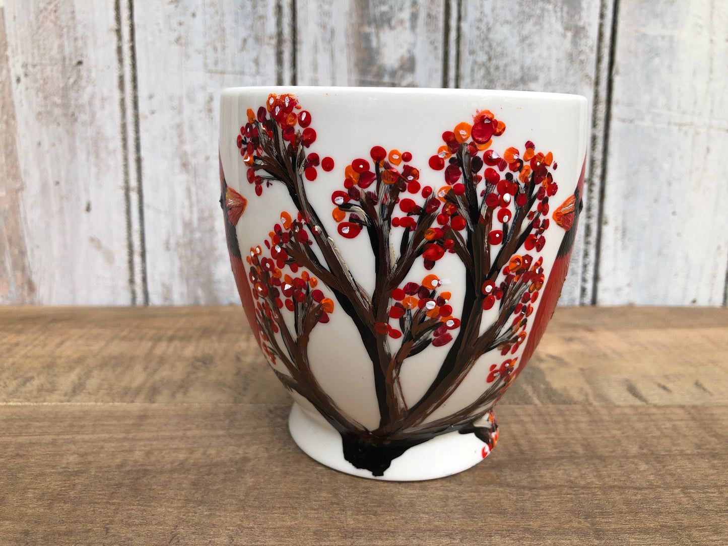Hand Painted Cardinal Mug: Memorial Gift, Red Bird Art