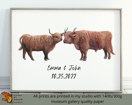 Highland Cow Couple Print