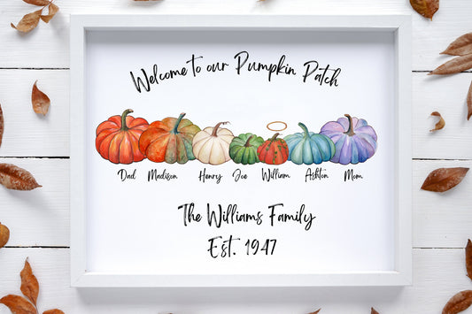 Personalized Pumpkin Family Portrait Print