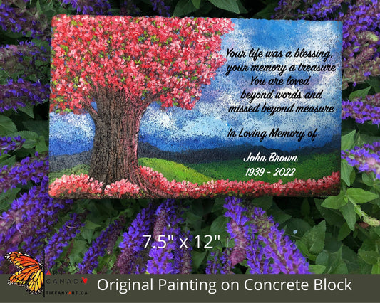 Hand Painted Memorial Stone 7.5x12"