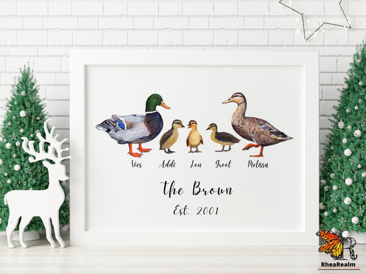 Personalized Duck Family Print