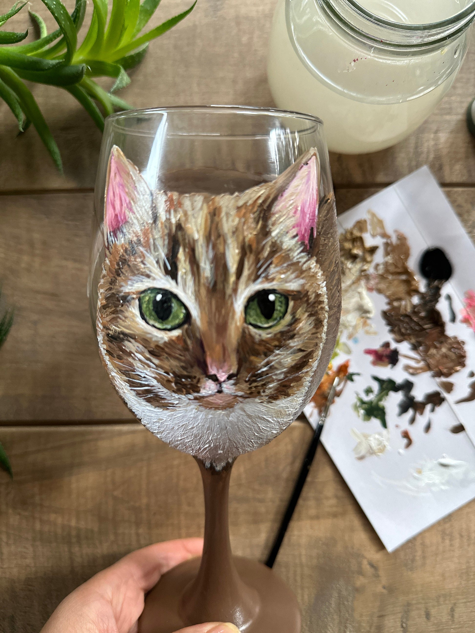 Custom Cat Wine Glass from Your Photo, Pet Wine Glass, Pet Portrait Painting, Pet Owner Gift, Cat Painting, Cat Art, Cat Lover, Cat Mom Gift