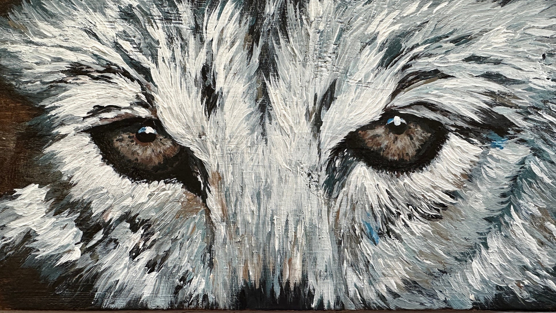 Wolf Painting on Wood, Wolf Wall Art, Wolf Art, Wolf ArtWork, Wolf Gift for Men, for Him, Wolf Father's Day Gift, Wolf Lover Gift (11x5.5)