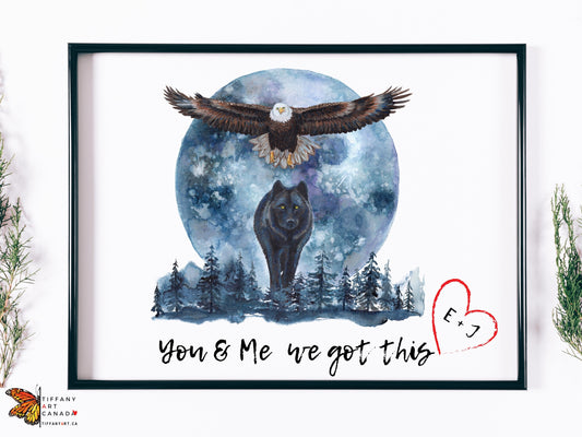 Wolf and Eagle Couple Art Print