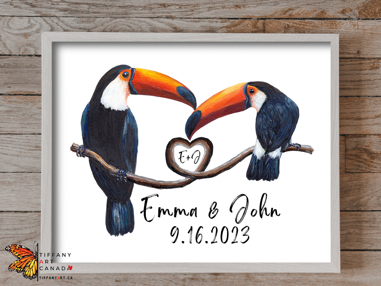 Personalized Toucan Couple Art Print