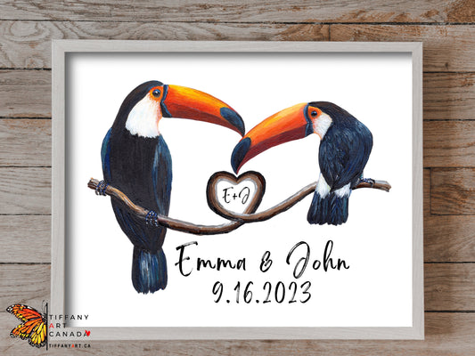 Personalized Toucan Couple Art Print
