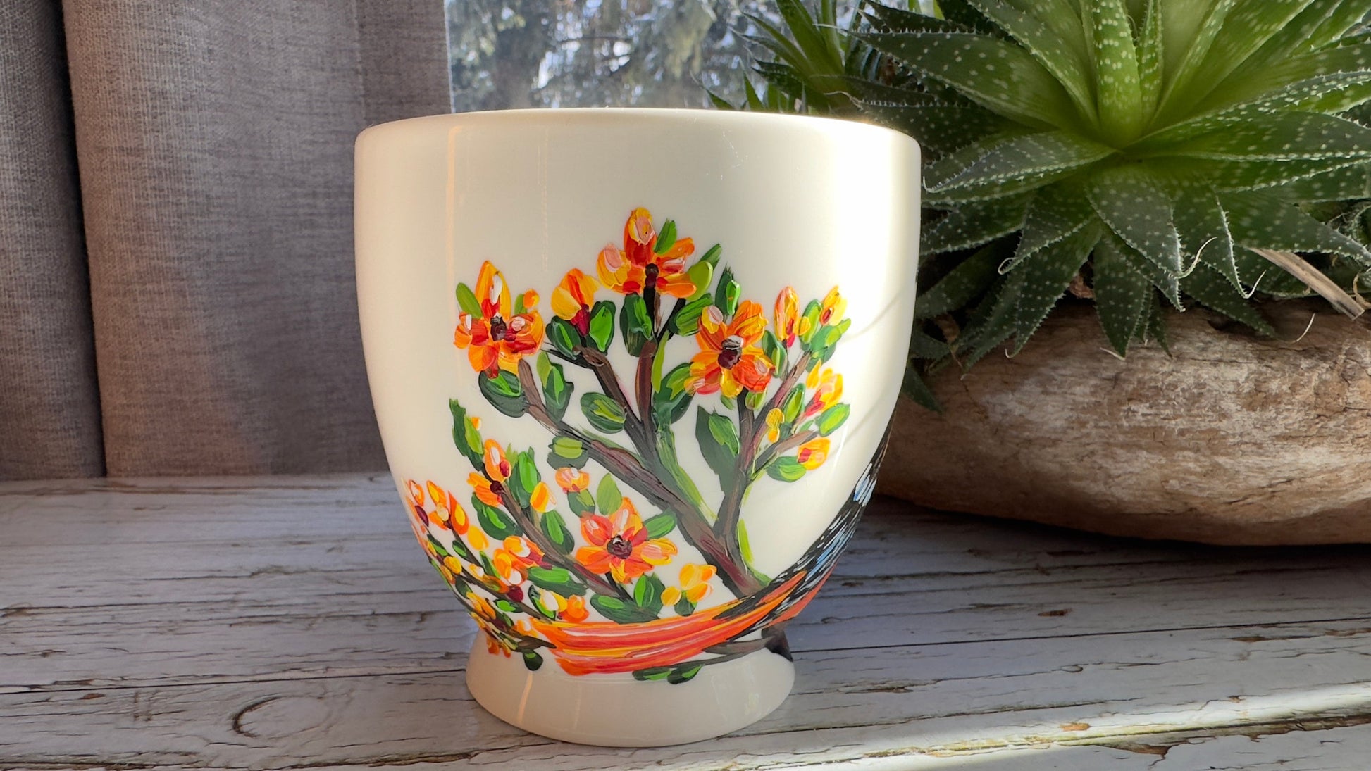 Hand-Painted Baltimore Oriole Bird Mug: Unique Bird Lover Gift