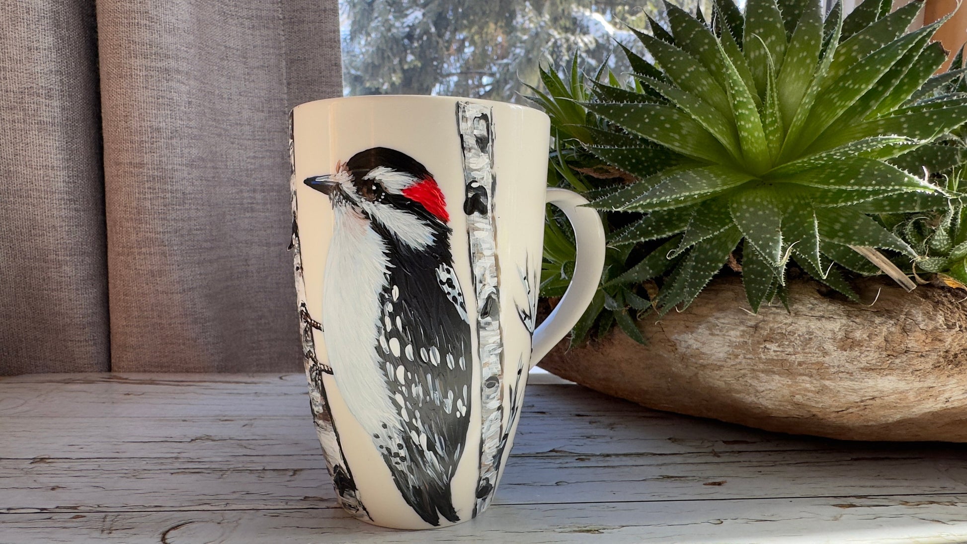Hand Painted Red-bellied Woodpecker Mug: Bird Lover Gift