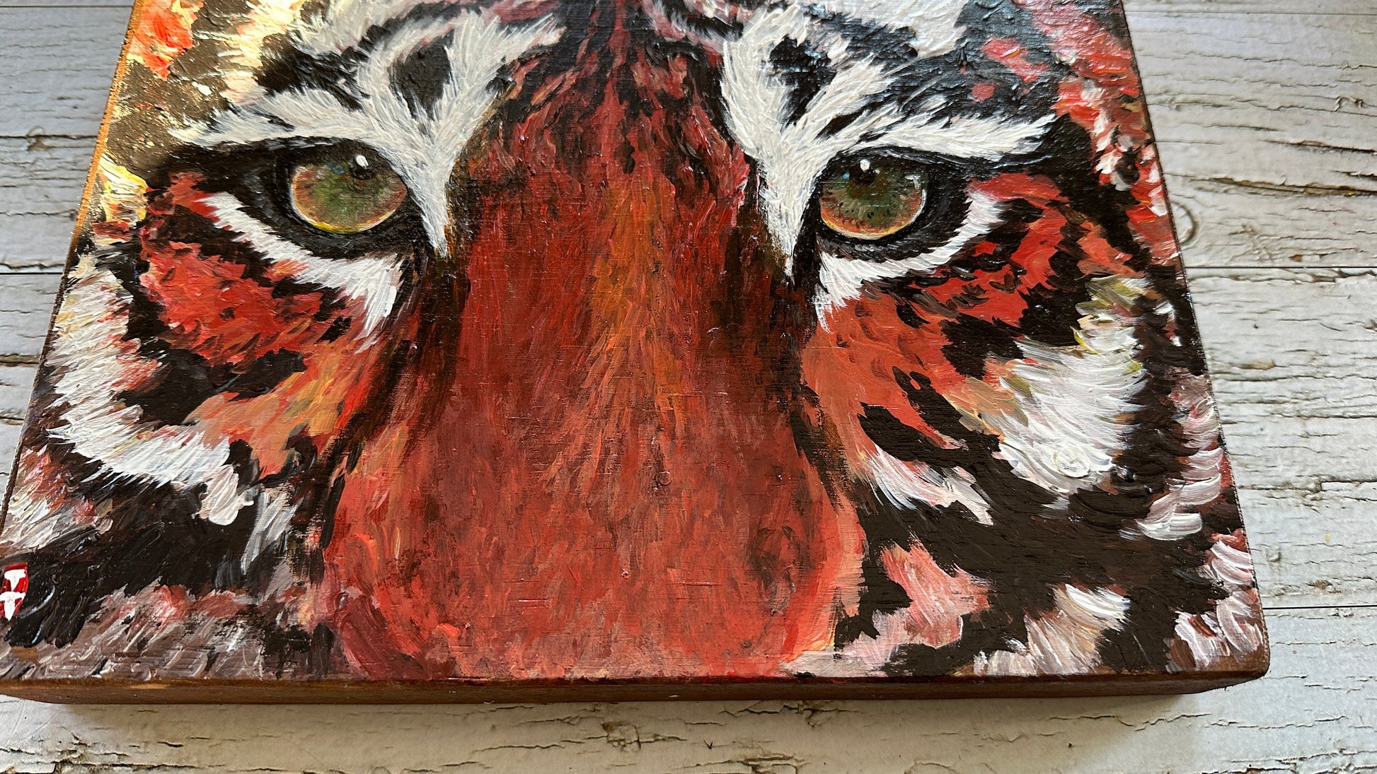 Original Tiger Painting on Wood, Wild Animal Painting, Wildlife Art, Tiger Art, Tiger Gift for Him, Father's Day Gift, Tiger Wall Art
