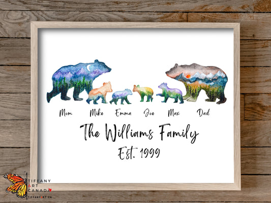 Personalized Bear Family Print