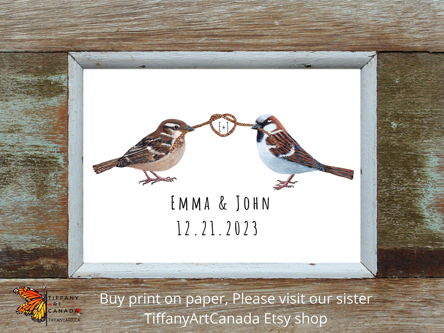 Custom Sparrow Couple Mug, Name and Heart Coffee Mug, Wedding Gift, Personalized Mugs, Engagement Gift, Bride Gift, Anniversary Gift