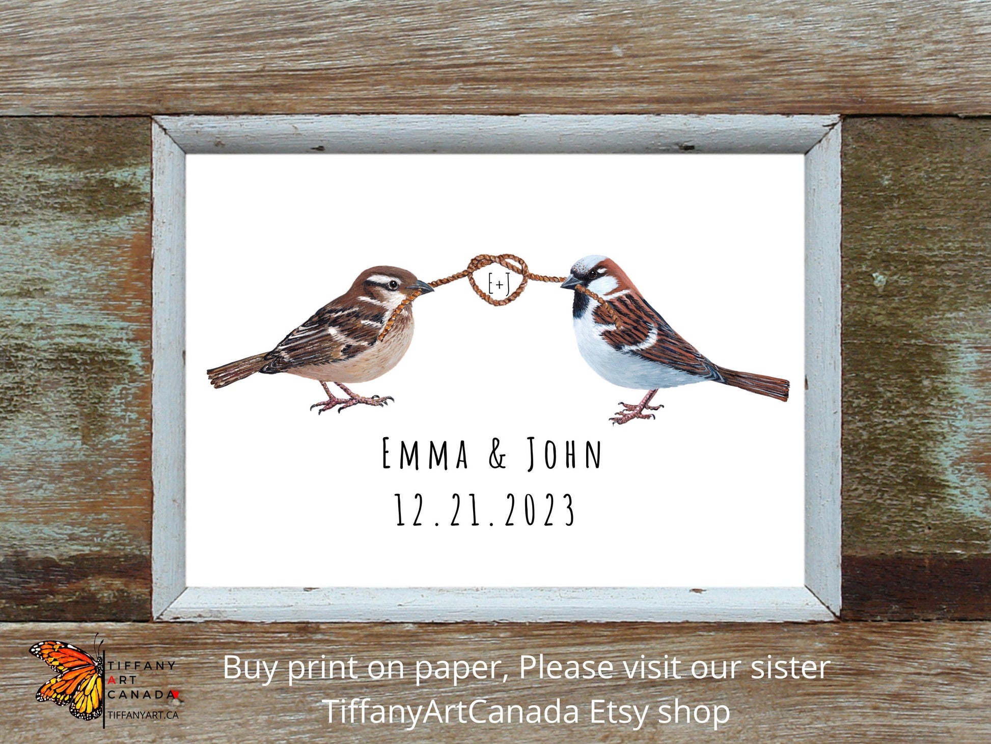 Custom Sparrow Couple Mug, Name and Heart Coffee Mug, Wedding Gift, Personalized Mugs, Engagement Gift, Bride Gift, Anniversary Gift
