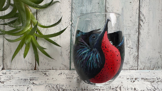 Hand Painted Frigatebird Wine Glass: Custom Bird Lover Gift