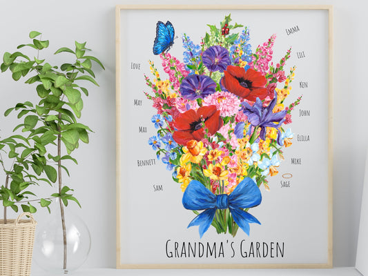 Personalized Birth Flower Art (Family Bouquet) Print