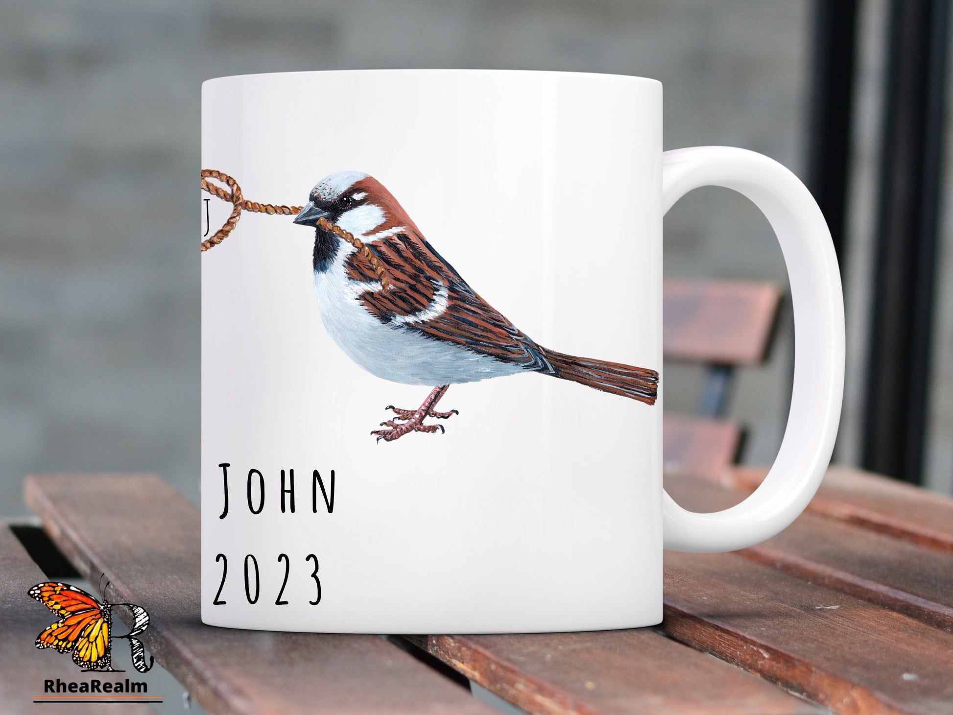 Custom Sparrow Couple Mug, Name and Heart Coffee Mug, Wedding Gift, Personalized Mugs, Engagement Gift, Bride Gift, Anniversary Gift