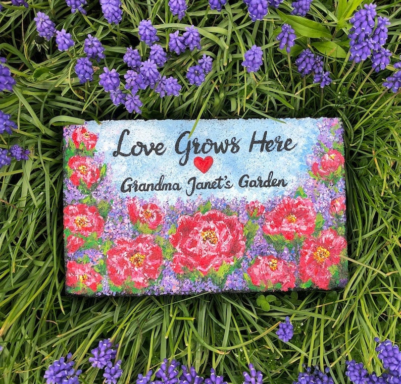 Hand Painted Garden Stone 6.25x6.25" (2)