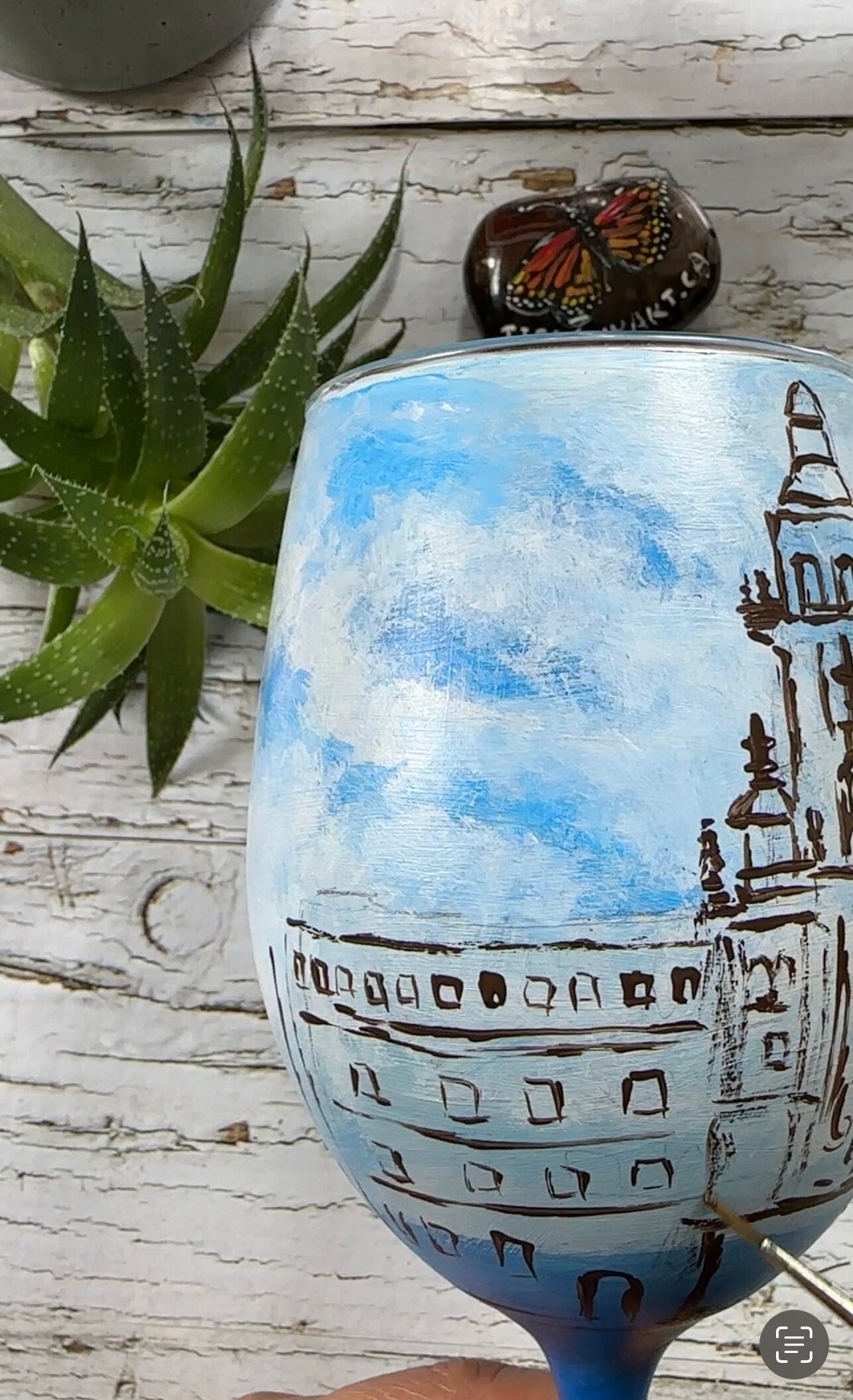 Custom Wine Glass from Your Photo, Hand Painted Wine Glass, Personalized Wine Glass With Name, Wine Lover Gift, Santiago de Compostela Art