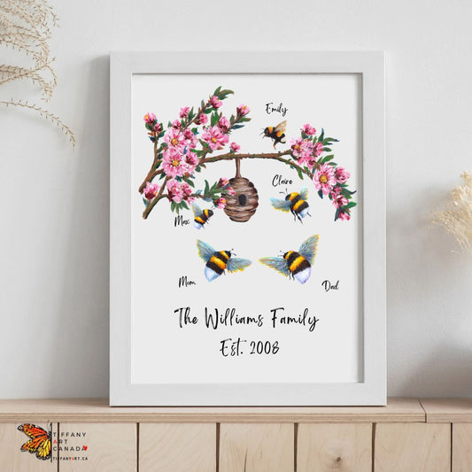 Personalized Bee Family Art Print