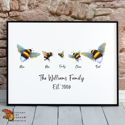 Personalized Bee Family Art Print (2)