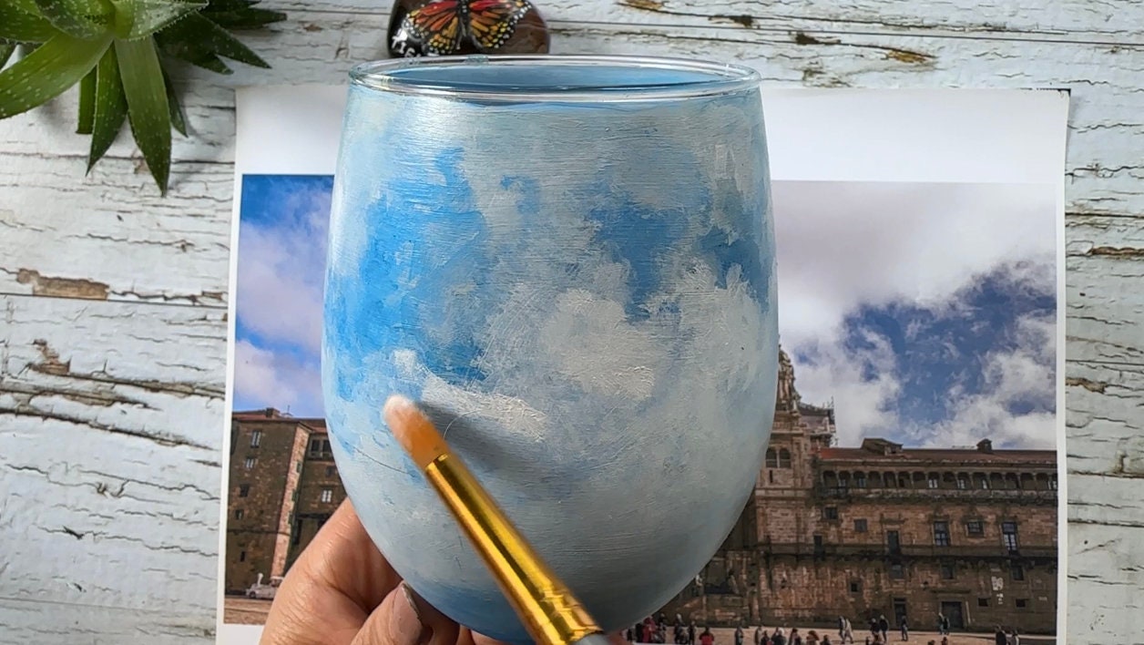 Custom Wine Glass from Your Photo, Hand Painted Wine Glass, Personalized Wine Glass With Name, Wine Lover Gift, Santiago de Compostela Art