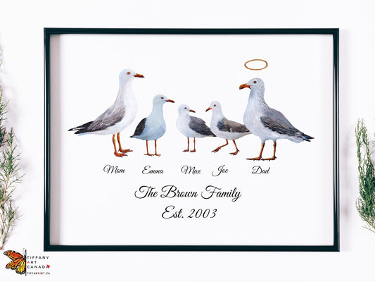 Personalized Sea Gull Family Print
