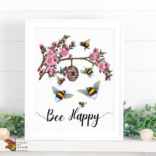Personalized Bee Happy Print
