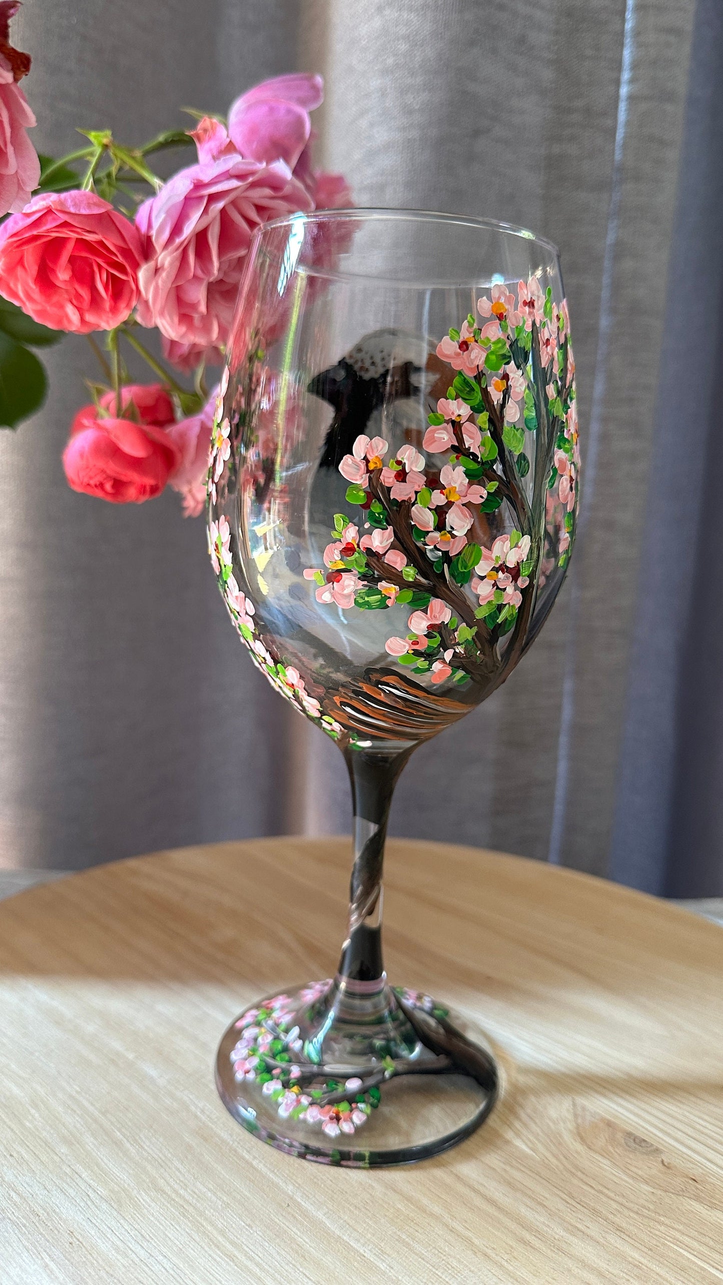 Hand-Painted House Sparrow Wine Glass: Bird Lover Gift