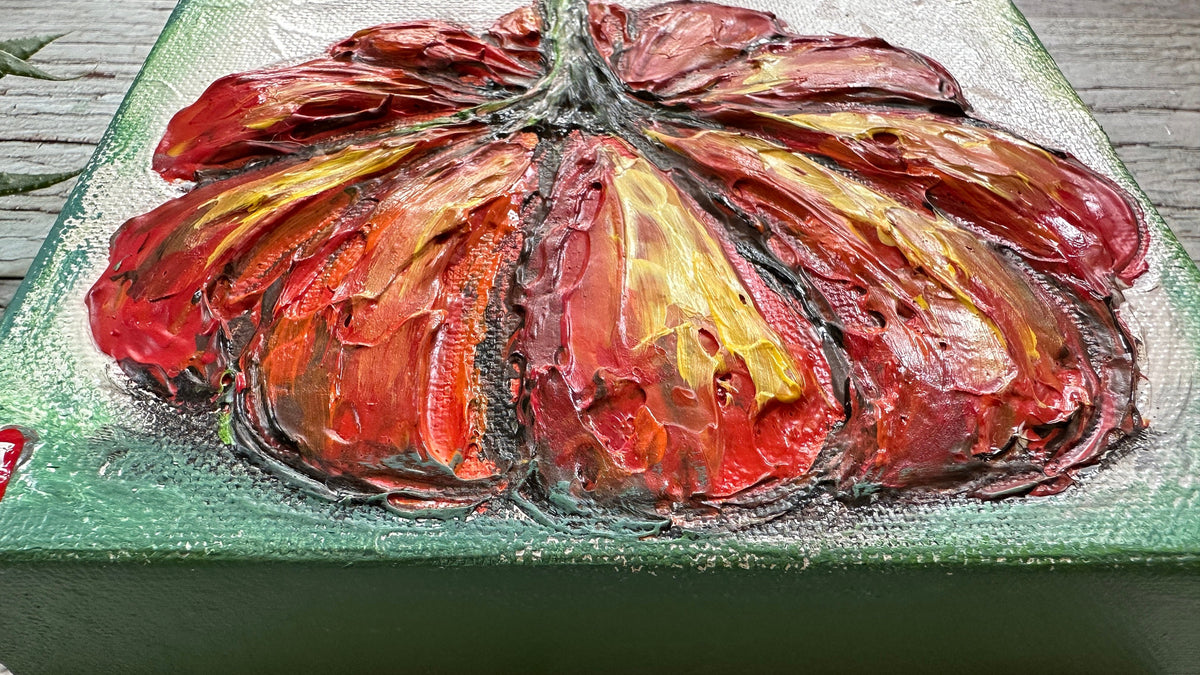Small Orange Pumpkin Painting, 6x6" Canvas