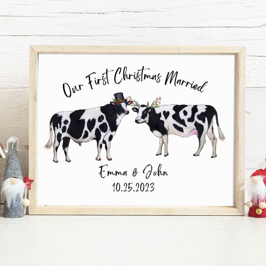 Personalized Cow Couple Print