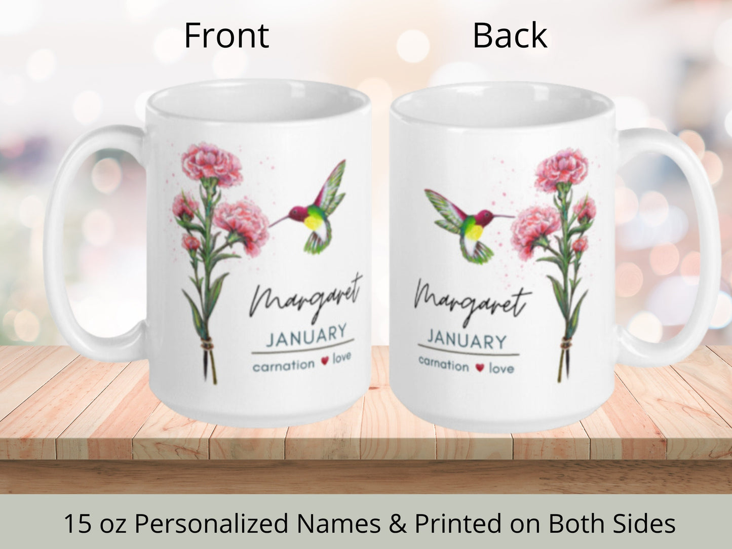 Poinsettia Flower Mug: Personalized December Birth Flower Gift