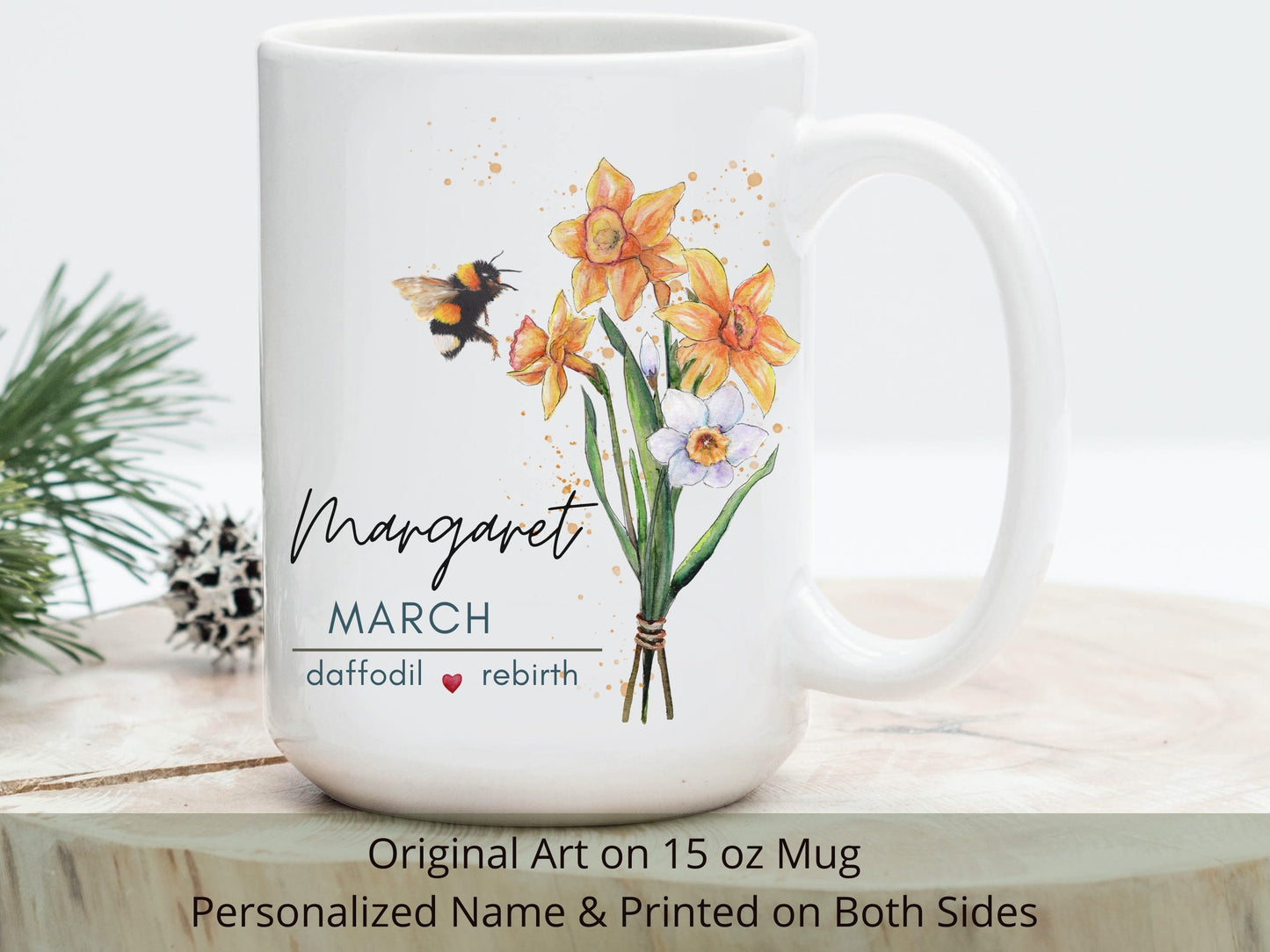 Personalized June Birth Flower Mug: Rose Art Coffee Mug