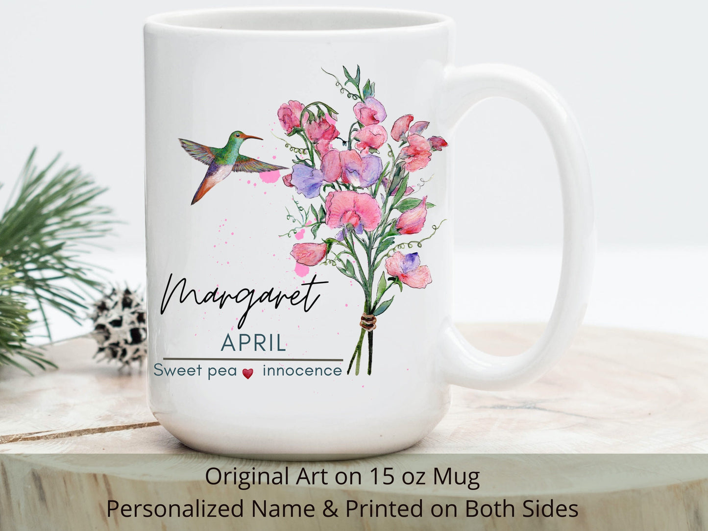 Personalized June Birth Flower Mug: Rose Art Coffee Mug