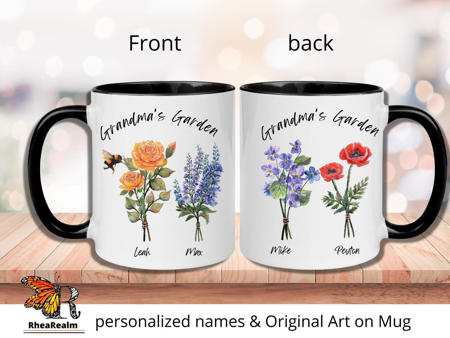Grandma Garden Birth Flower Mug: Personalized Floral Gift
