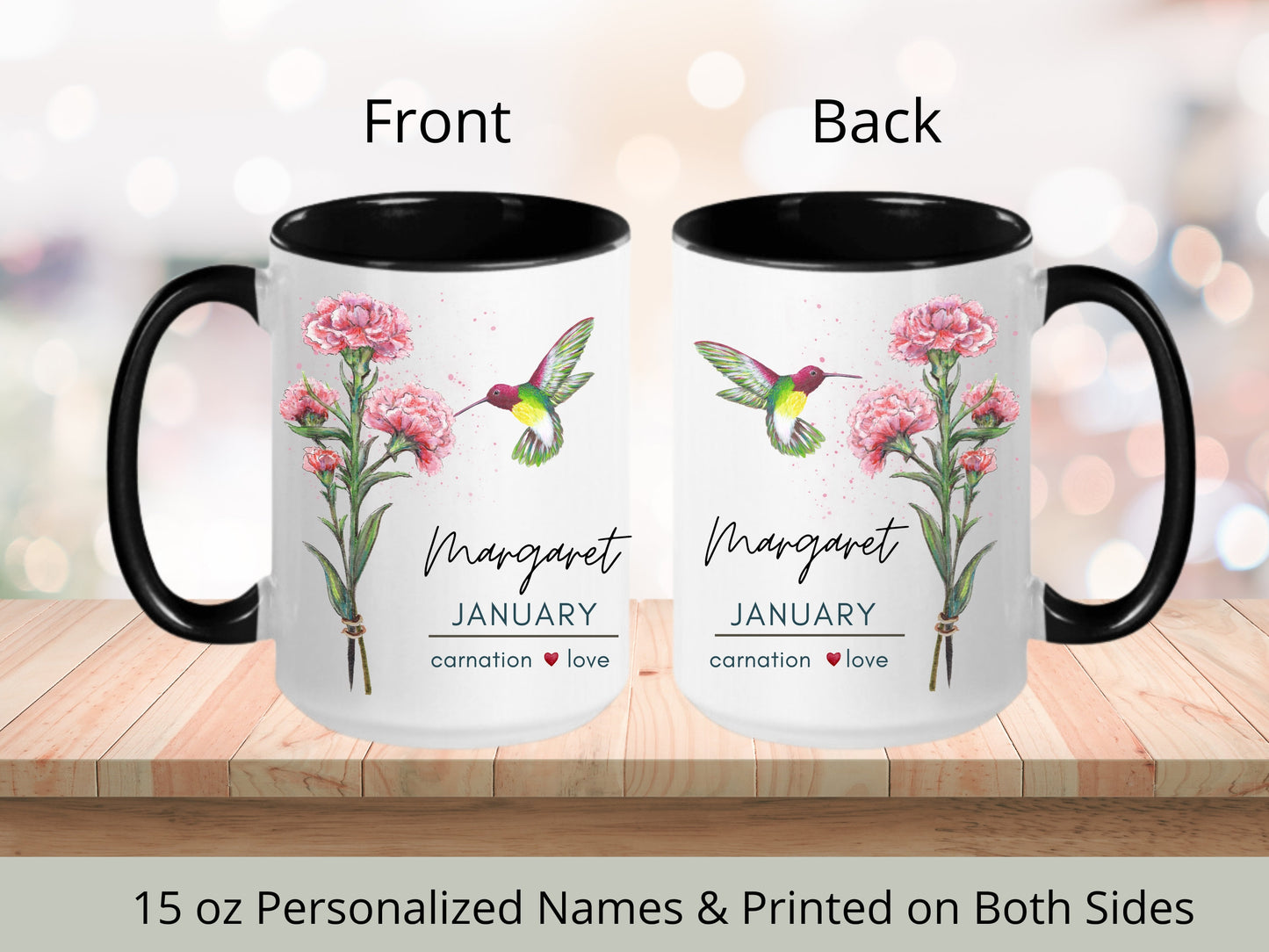 Personalized Birth Flower Mug: Daffodil Art, Custom Name