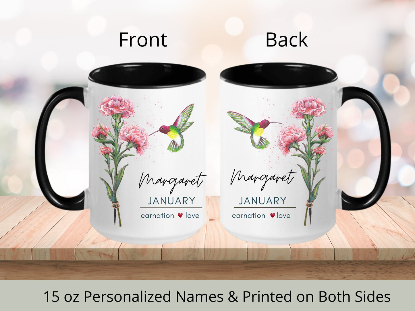 Personalized October Birth Flower Mug: Marigold Design