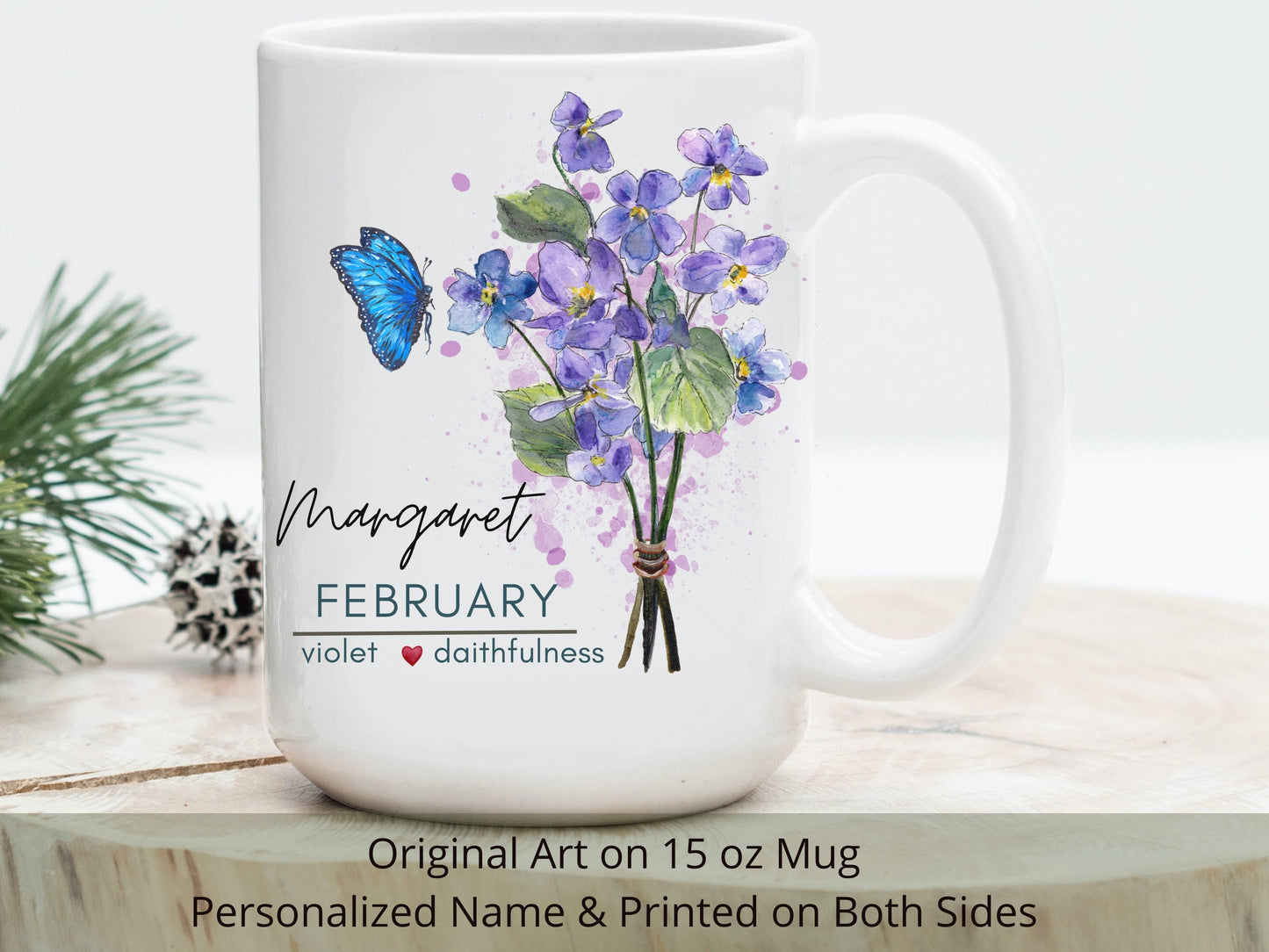 Personalized Birth Flower Mug: Daffodil Art, Custom Name