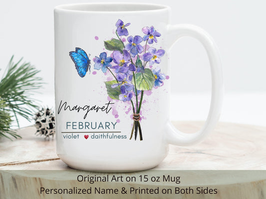 Custom Birth Flower Mug: Personalized Violet Design