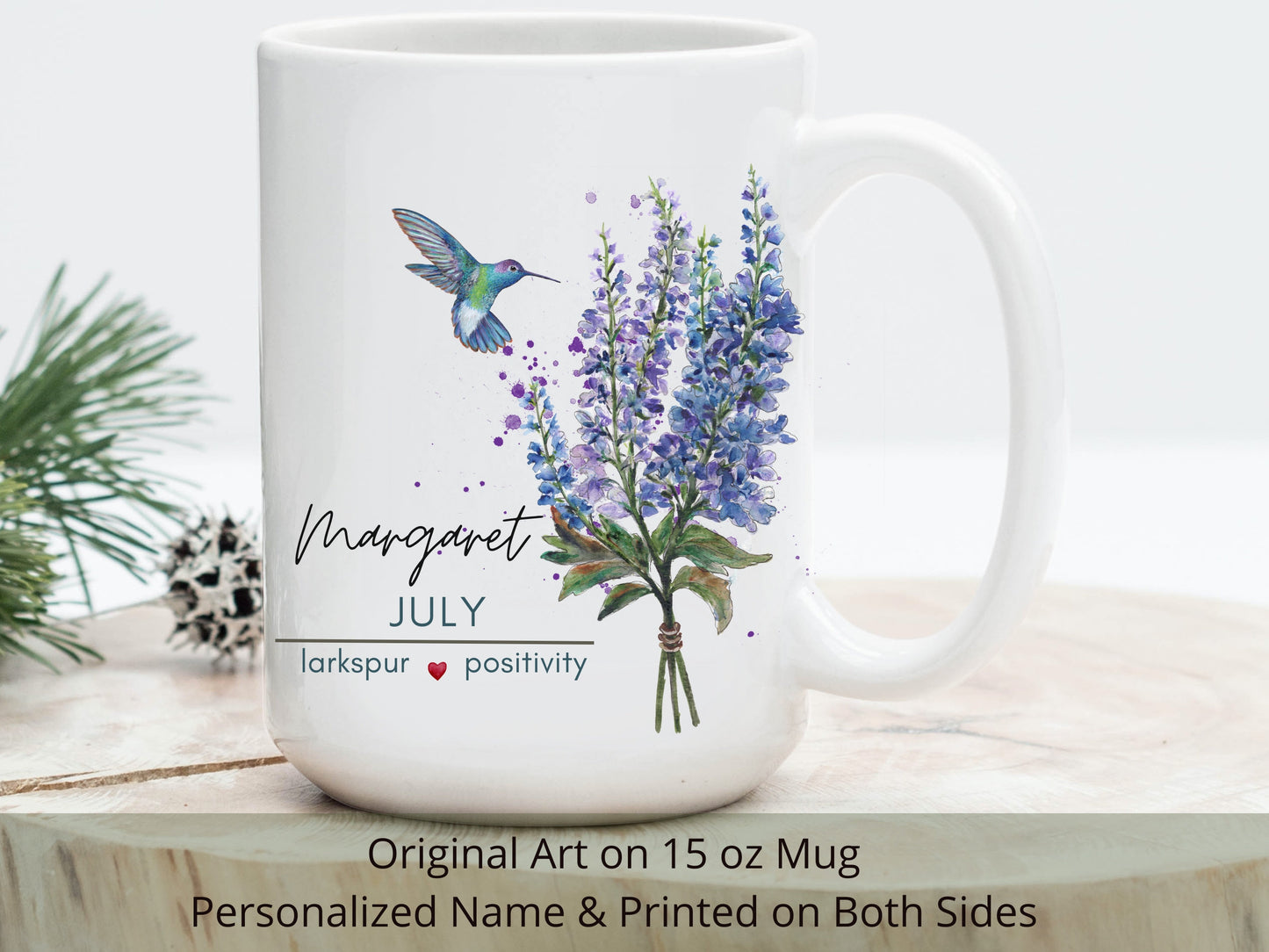 Personalized Birth Month Flower Mug: January Carnation Art