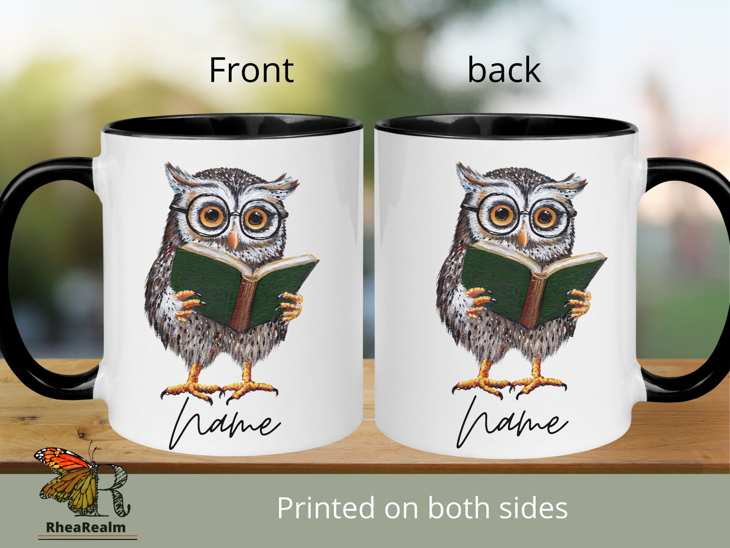 Personalized Owl Reading Book Mug, Custom Name Gift