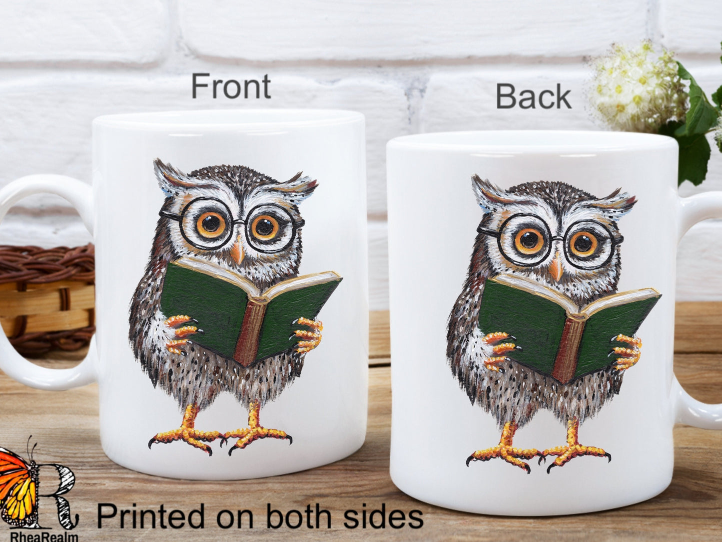 Personalized Owl Reading Book Mug, Custom Name Gift